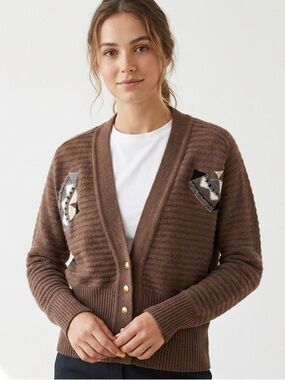 Vintage Christian Dior Coordonnes Knit Cardigan Sweater Brown Geometric (Med⁠?)